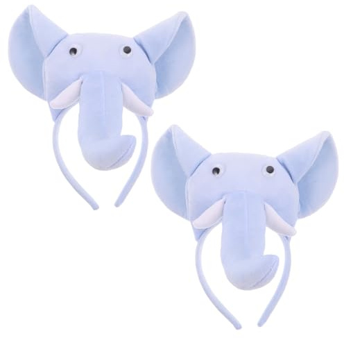 SMASOLO 2pcs Elephant Hair Hoop Hair Accessories Lightweight Cartoon Cute Cloth Plastic Headbands Fits Ages Party Jungle Theme Headwear