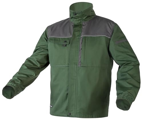 HÖGERT TECHNIK RUWER Arbeitsschutzjacke L Dunkelgrün – Herren Arbeitsjacke mit Reißverschluss, 5 Taschen, reflektierend – Baumwolle & Polyester – Outdoor & Baujacke