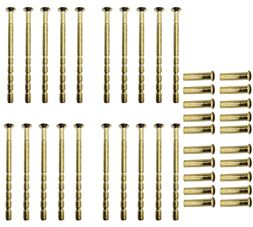 M4 x 60mm Door Handle Through Bolts Connecting Sleeve Brass – Pack of 20 | M4 × 60mm male-to-female bolt set. Pack of 20 contractor pack. Suits doors up to 50mm. Handle, knob.