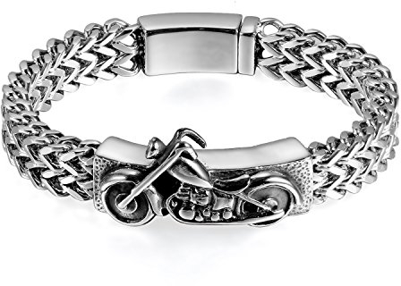 Cupimatch Königskette Edelstahl Armband Jungen Gotik Stil Poliert Gliederarmband Herren 22cm Schwer Motorradkette Fahhradkette, Silber
