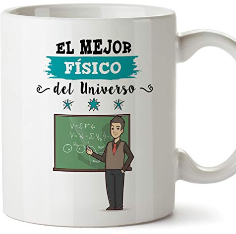 MUGFFINS Físico Tazas Originales de café y Desayuno para Regalar a Trabajadores Profesionales - Esta Taza Pertenece al Mejor Físico del Universo - Cerámica 350 ml