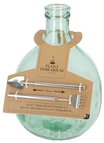 Esschert Design AGG47 Terrarium-Pflanzgefäß mit Werkzeug, klein, Grün