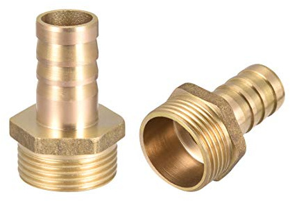 sourcing map 2 Stück Schlauchtülle Messing Schlauchanschluss Schlauchverbinder Schlauch Anschluss Stecker Adapter Schlauchadapter 16mm Widerhaken x G 3/4 Außenrohr