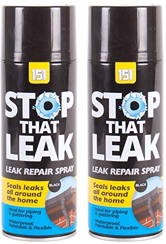 400ml Stop That Leak Repair Black Aerosol Spray Cans - Seals Leaks All Around The Home - Ideal for Piping & Guttering (2)