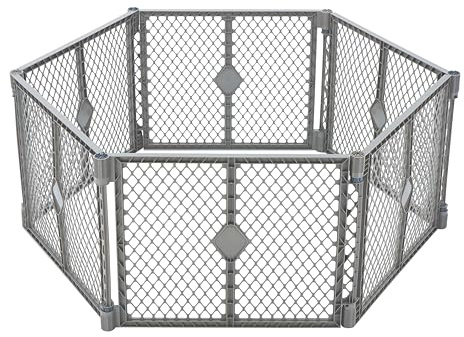 MyPet Petyard: 5.5 Ft. Wide Customizable Folding Dog Playpen Indoor/Outdoor. Made in USA. 6-Panel Puppy Playpen. Freestanding Play Pen Dog Gate 26 Tall, Fieldstone