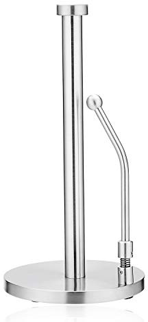 Abuycs Standing Kitchen Roll Dispenser Stainless Steel, Kitchen Roll Tissue Holder Countertop Anti-Slip, One-Handed Operation, Simply Tear Roll Contemporary Paper Towel Holder Napkin Towel Holder