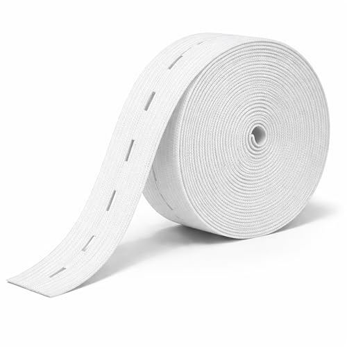 Trimming Shop Knopfloch Elastisches Band Dehnbare Schnur, 25 mm Gummibänder Spule zum Nähen, Hosenbänder, Umstandsmode, Nähen, Stricken, Basteln - 25 Meter, Weiß