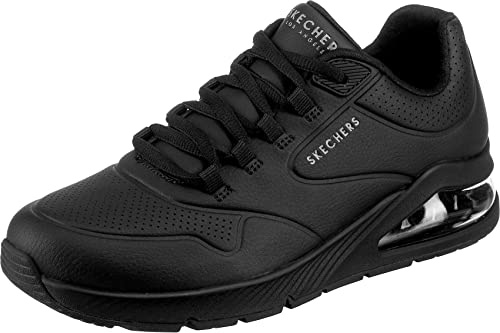 Skechers Uno 2 Air Around You, Sneakers Donna, Black Duraleather Mesh Trim, 39 EU