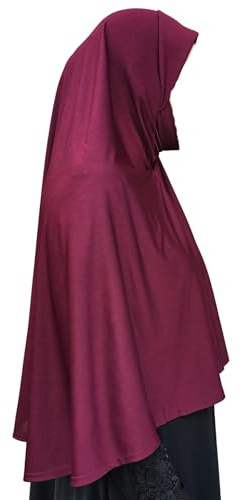 XL one piece al Amira instant Hijab med hakskydd perfekt för hem/kontor/moské/madrassa/Umrah/Hajj/Ramadan/Eid/gåva, Vinrött, one size