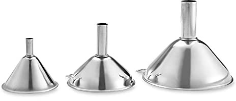 ANCLLO Entonnoir En Acier Inoxydable, 3 Pièces Mini Entonnoir Inox Entonnoirs De Cuisine En Acier Avec Poignées Mini Entonnoir en Métal pour Le Transfert De Fluide Liquide Huile Poudre Confitures