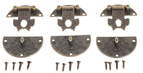 Sicherheits-Hasp-Sperre. 6Pcs 38mm Schmetterlings-Kasten-Haken Chinesische Alte Verriegelung Latch Weinlese-hölzerne Schmuckkästchen Schnallen Buckle Möbelbeschläge mit Schrauben