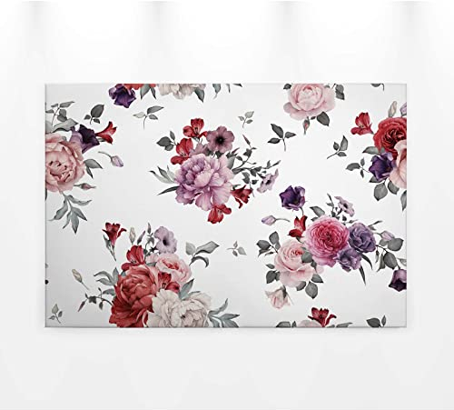 BRICOFLOR Canvas Leinwand Bild mit Rosen | Wohnzimmer und Schlafzimmer Wandbild mit Blumen im Vintage Stil | Keilrahmenbild in Rosa Rot und Lila