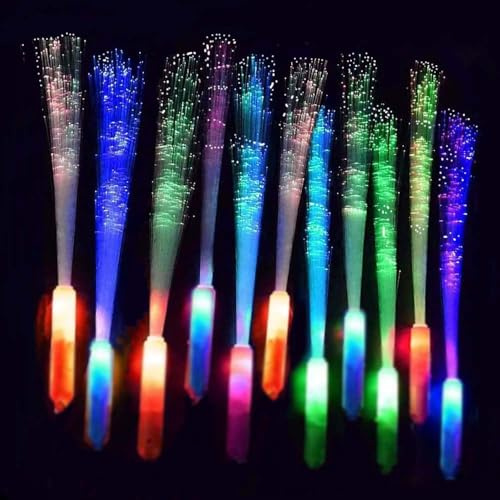 BouQuw 25 Pcs Glow Fiber Wand Sticks, Glow Sticks,Glow in the Dark Party Supplies,3 Models Flashing Sticks, Fiber Optic Wands Fit Christmas New Years Eve Wedding Birthday Easter valentine's day