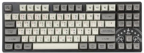 DROP + The Lord of The Rings Dwarvish Mechanical Keyboard, Holy Panda X Switches, Gray ENTR Tenkeyless Anodized Aluminum Case, White Backlighting, USB-C, Doubleshot MT3 keycaps, TKL Layout