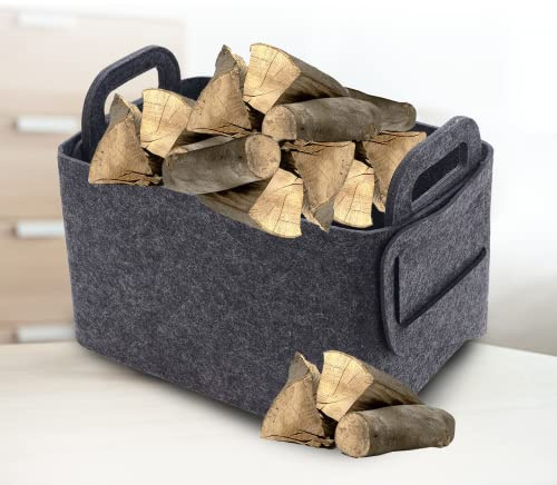 Cesto Portalegna per Camino Grande da Interno Borsa Pieghevole Portalegna in Feltro Adatto Anche Come Cesto Portabiancheria,50x32x35cm