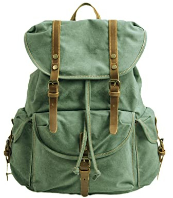 FANDARE Leinwand Wanderrucksack Rucksack Schulranzen Schultaschen mit Kordelzug Trekkingrucksack Reiserucksack Outdoorrucksack für Herren Damen Camping Radfahren Klettern Bergsteigen und Reisen Sport
