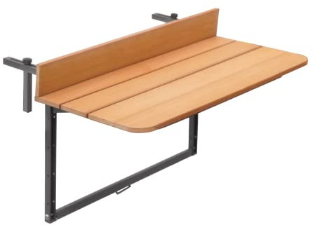 Gruppo Maruccia - Tavolo per Balcone e Ringhiera Pieghevole - Struttura in Alluminio e Legno Sintetico - Regolabile in Altezza - Colore Antracite - 80x37cm