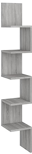 vidaXL Wand Eckregal, Wandregal für Schlafzimmer Wohnzimmer, Hängeregal mit viel Stauraum, Wandablage Bücherregal Regal, Grau Sonoma Holzwerkstoff