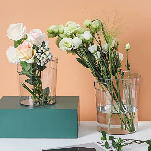 HERCHR Cubo De Basura Pequeño, Papelera Transparente, Contenedor De Basura Redondo con Asas para Baño, Cocina, Oficina, Dormitorio(S)