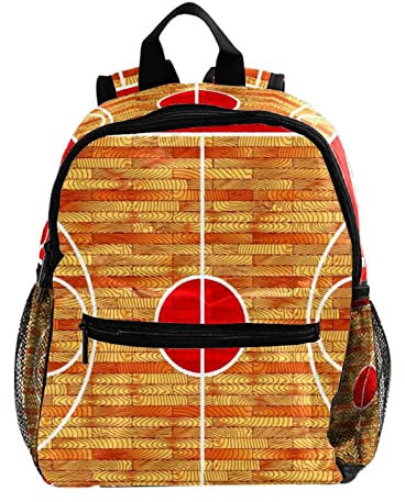 suojapuku Kleinkindrucksack für Mädchen Jungen,Kinderrucksack Kleiner Rucksack,Court-Basketball-Muster Drucken