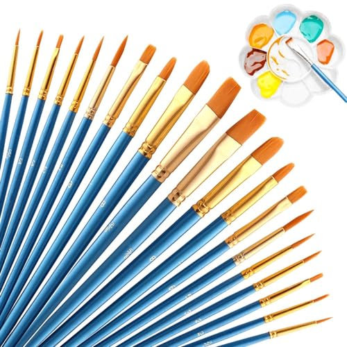 OioTuyi 20 Pcs Face Paint Brushes,Art Paint Brushes Set for Children Watercolor,paintbrushes for Acrylic Paint And Oil Painting Suitable for Figurines, Decorations, Models, Nail Art