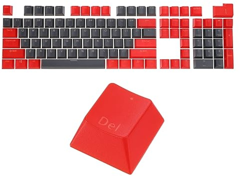 QUARKZMAN 108 Schlüssel Pudding Tastenkappen Set OEM Profil 60 Prozent ABS für Mechanische Tastatur Layout Grau und Rot Doppelschlag