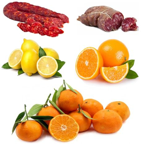 Agrumi BoxMix idea Regalo Kg.8 di Agrumi di cui: CLEMENTINE, ARANCE e LIMONI + SALSICCIA e SOPPRESSATA DOLCE Calabrese di Corigliano-Rossano