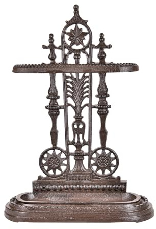 Sungmor Royal Style Cast Iron Umbrella Stand w/Detachable Drip Tray, Heavy Duty Rustic Umbrella Holder for Entryway,Front Door,Hallway,Outside Porch, Decorative Freestanding Umbrella Rack Organizer