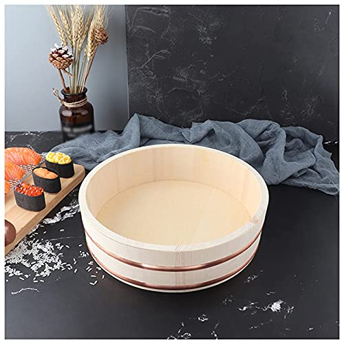 KARFRI Japanische Sushi-Reis-Rührschüssel, Holz-Sushi-Fass mit hoher Kapazität zum Zubereiten oder Mischen des Reises, 30 x 7,5 cm (48 x 12 cm)