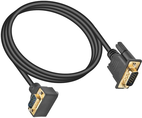 Maxhood VGA Cable Male to Male 5ft 90 Degree VGA to VGA Cable, Down Angle VGA 15 Pin Connector Cable, VGA Computer Monitor Cord Support 1080p Resolution for PC Laptops TV Projectors
