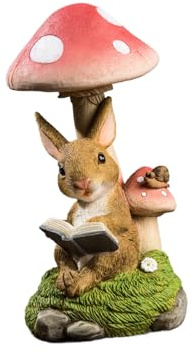 Ronyme Résine Lapin Étanche Solaire Statue Jardin Exterieur Blanc