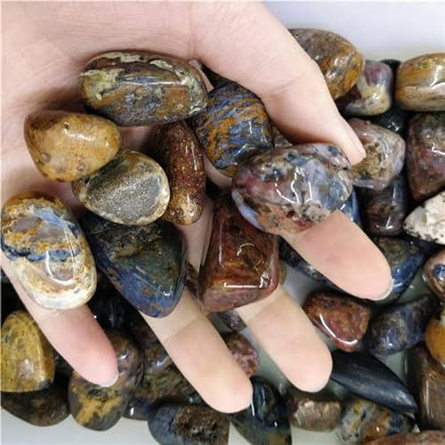EKFBQBGW Raumdekoration Natürlicher Edelstein Apatit Trommelstein Kies Blume Grünstein Handschmeichler Grüne Dekorationen (Color : Pietersite, Size : 500g)