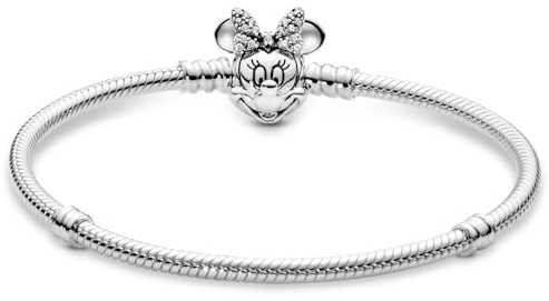 Bettelarmband Minnie Maus - Schlangenketten Silber 925 Armband für Charm Anhänger & Beads - Stärke 3mm - Kompatibel Mit Pandora Charms (20)