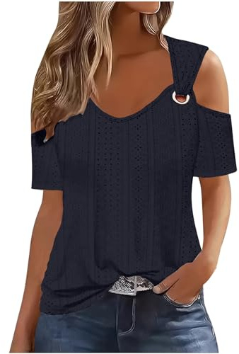 Uwdiohq Lightning Deals of Today Bluse Estive Eleganti Maglietta Donna Manica Corta Elegante Top Bianca Elegante Donna Camicia con Fiocco Donna Maglia Azzurra Bambino Camicia Donna Colorate My Orders