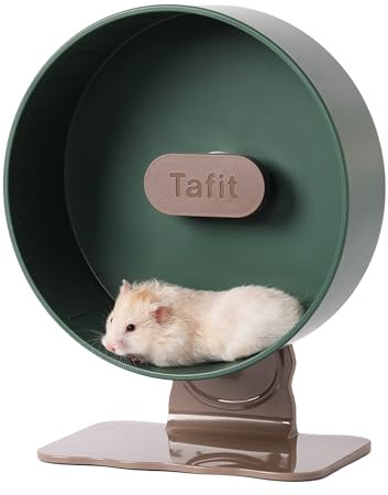 Tafit Quiet Hamster Wheel 10.2 Inch Dual-Bearings Silent Small Animals Running Exercise Wheel Height Adjustable for Syrian Hamsters, Gerbils, Rats, or Other Small Pets, Avocado Green