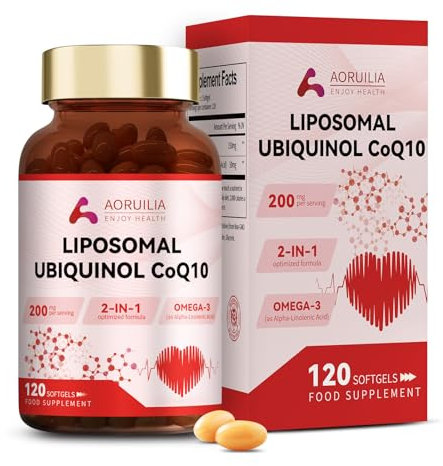 Ubiquinol CoQ10 High Strength 200mg Softgels with Omega 3 Coenzyme Q10 Supplements for Women&Men Powerful Antioxidant for Heart Health 120 Softgels 4 Months Supply