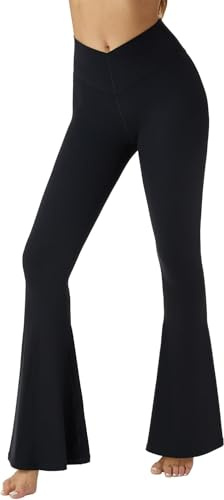 Friptspyg Flared Leggings Women Yoga Pants for Women High Waist V-Shape Tummy Control Flared Trousers, Black XS