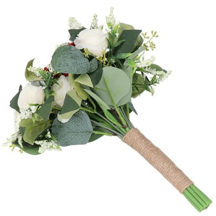 Leoapcat Bouquet di Fiori Artificiali, Sposa Finti Bouquet da Sposa Romantico Elegante Composizione Floreale Finta per Casa Nozze Desktop Davanzale Anniversari Decorazioni Casa