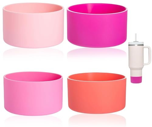 NIEEKRUN: 4 Manicotti in Silicone per Tumbler e Stanley Cup Quencher - Protezione Inferiore in Gomma per Stanley Tumbler, Tazza da Viaggio e Fondo Bottiglia, Protezione per Pavimento