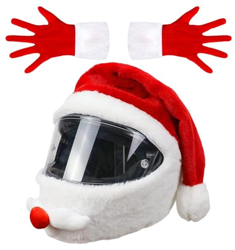 Weihnachtsmann-Motorradhelm, Urlaubshelmhülle, Helmhülle, Weihnachtsmannmütze, voller Schutzmütze, Motorrad-Hütte