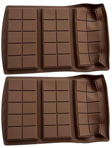 Stampo generico per cioccolato, 2 stampi per cioccolatini in silicone, stampi quadrati in silicone per caramelle | Grandi stampi per cioccolatini spessi per barrette ripiene, stampi quadrati per