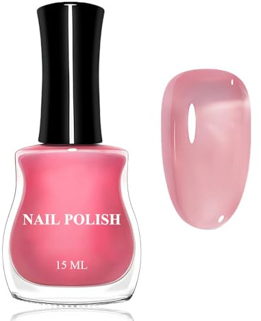 Rosa Jelly Nagellack - 15 Ml Schnelltrocknender Nagellack Rosa Transparent - Hochglänzend Natürlich Nagelack Pink - Regulärer Nail Polish Ohne UV Lampe Für Frauen Mädchen (Clear Pink)