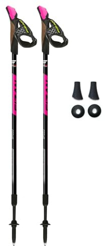 FIZAN Speed Model, Swift Nordic Aluminium Walking Poles, Ultralight Adjustable, Fluorescent Anthracite, Trekking Poles (Pink)