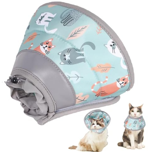 ZKFSIE Soft Cat Cone Collar - Recovery Collar for Cats to Stop Licking, Post-Surgery Protection, Skin Care, and Behavior Correction for Kittens Small Dogs Cats Small Pets (Green, S)