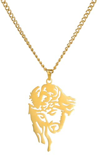 unift Gesù Cristo Testa Collana per Uomini Donne Acciaio inox Simbolo Cristiano Volto di Gesù Collane Ciondolo Gioielli Religiosi Preghiera (oro)