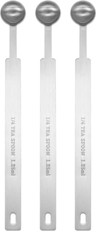 sourcing map 3pcs Single Measuring Spoon 1/4tsp (1.25ml) Teaspoon/Tablespoon 430 Stainless Steel Single Tiny Square Bowl Measuring Spoon Long Handle Measure Scoop