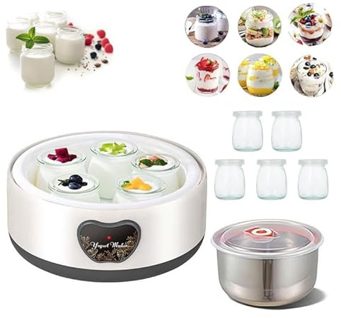 Cowenhey Yogurt Maker, Automatic Digital Yoghurt Maker Machine with 5 Glass Jars 42 Ozs, with Constant Temperature Control for Home Organic Yogurt, Cheese, Fruit Wine (with 5 Cups)
