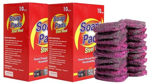 20 ×Tampon Jex avec Savon,en Laine d'acier,réutilisable pour Le Nettoyage des Ustensiles De Cuisine,Éponges De Nettoyage Ménager,Absorbant Et Mousse Riches en Laine en RéAlité