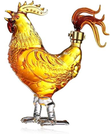 500ML/1000ML Carafe A Decanter Whisky Statue Sculpture - Bouteille De Whisky En Forme De Coq 3D, Distributeur De Liqueur En Verre Fantaisie, Carafe À Whisky Animal(1000ML)