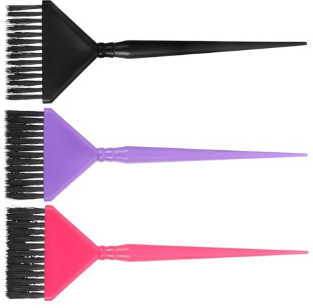 ULTECHNOVO Juego de 3 Brochas para Tinte de Cabello de Policarbonato Cerdas Ultrafinas Diseño Ergonómico para Aplicación Profesional y Doméstica de Coloración y Mechas Color Aleatorio